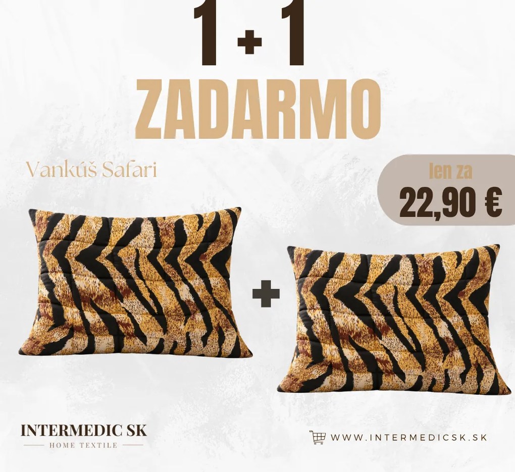 Vankúš Safari 70×90 cm so zipsom – 1+1 ZADARMO