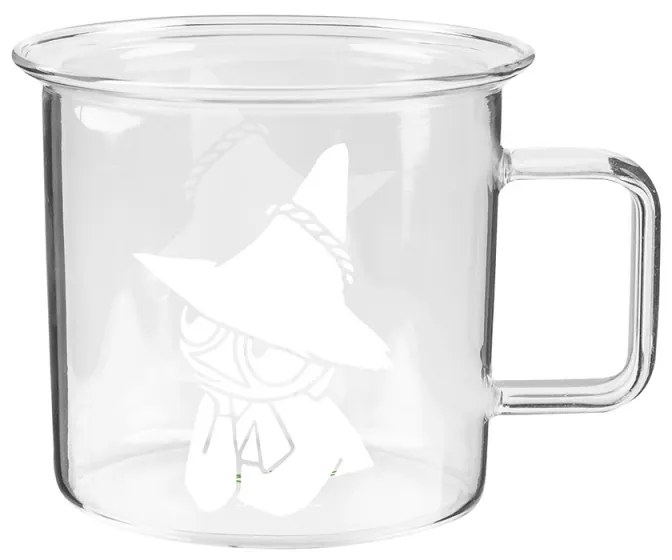 Sklenený hrnček Snufkin 0,35l, bielo-číry