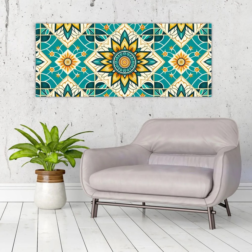 Obraz - Tyrkysový vzor (120x50 cm)