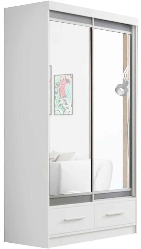 Skriňa Margo 120 cm Dub biela mat/ sivá