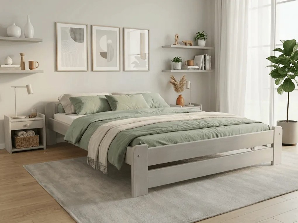 Posteľ Emily 120 x 200 cm, biela Rošt: S latkovým roštom, Matrac: Matrac DELUXE 10 cm