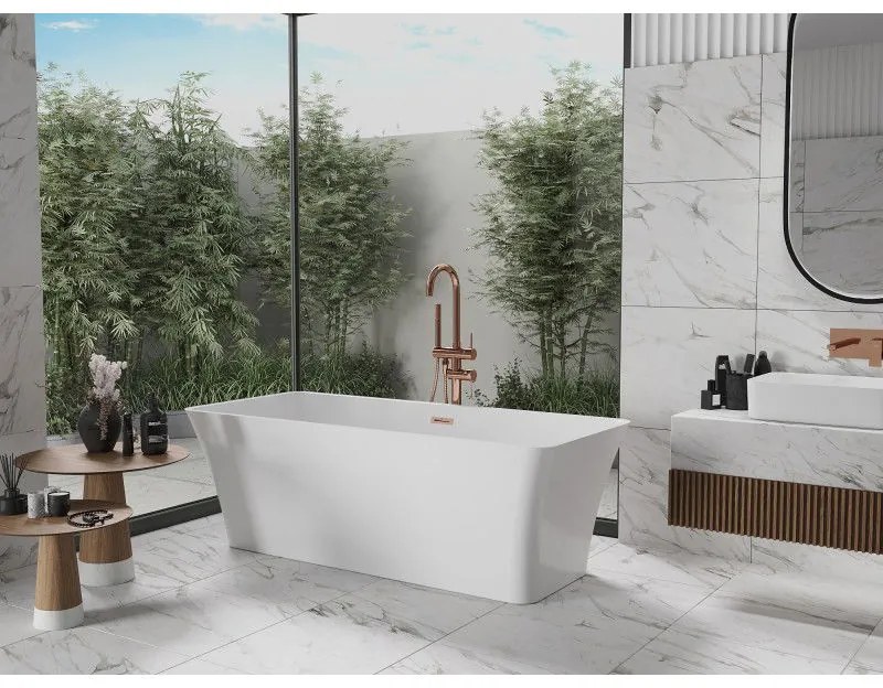 Mexen Tonia, voľne stojaca vaňa 170 x 75 cm, biela, medený prepad, 52171707500-65