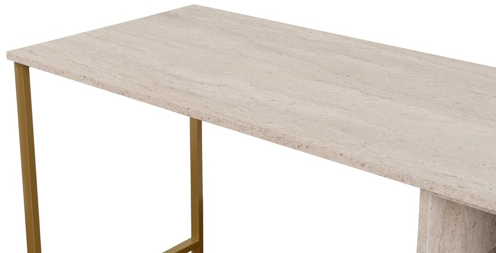 Kancelárska zostava pre 2 osoby TWIN travertín/zlatá