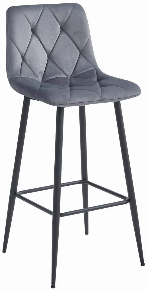 Tmavosivá barová stolička NADO VELVET s čiernymi nohami