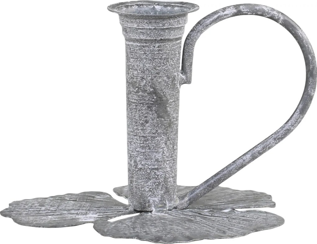 Zinkový antik svietnik na úzku sviečku Leaves - 13*12*9cm