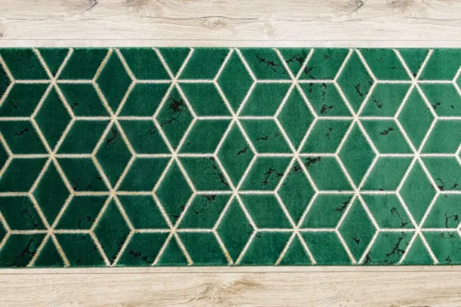 Behúň EMERALD exkluzívny 1014 glamour, styl kocka zelený/zlatý