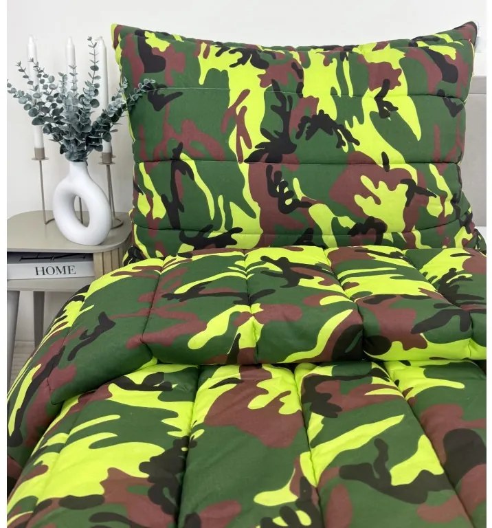 INTERMEDIC SK Set paplónu a vankúša Army – 140x200 + 70x90 cm, mikrovlákno, duté vlákno, celoročný