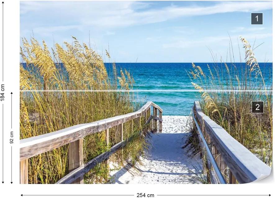 Fototapeta GLIX - Sylt White Sand Beach Path Coastal + lepidlo ZADARMO Vliesová tapeta  - 254x184 cm