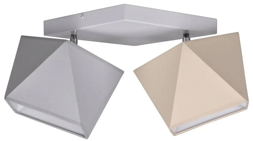 Stropné svietidlo DIAMOND, 2x textilné tienidlo (mix 6 farieb), (výber z 3 farieb konštrukcie - možnosť polohovania)