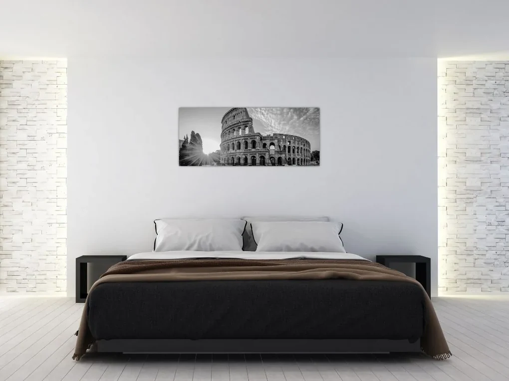 Obraz - Koloseum v Ríme, čiernobiele (120x50 cm)
