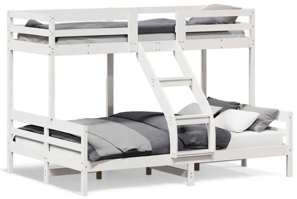 Poschodová posteľ 90x200/140x200 cm biela masívna borovica 3207174