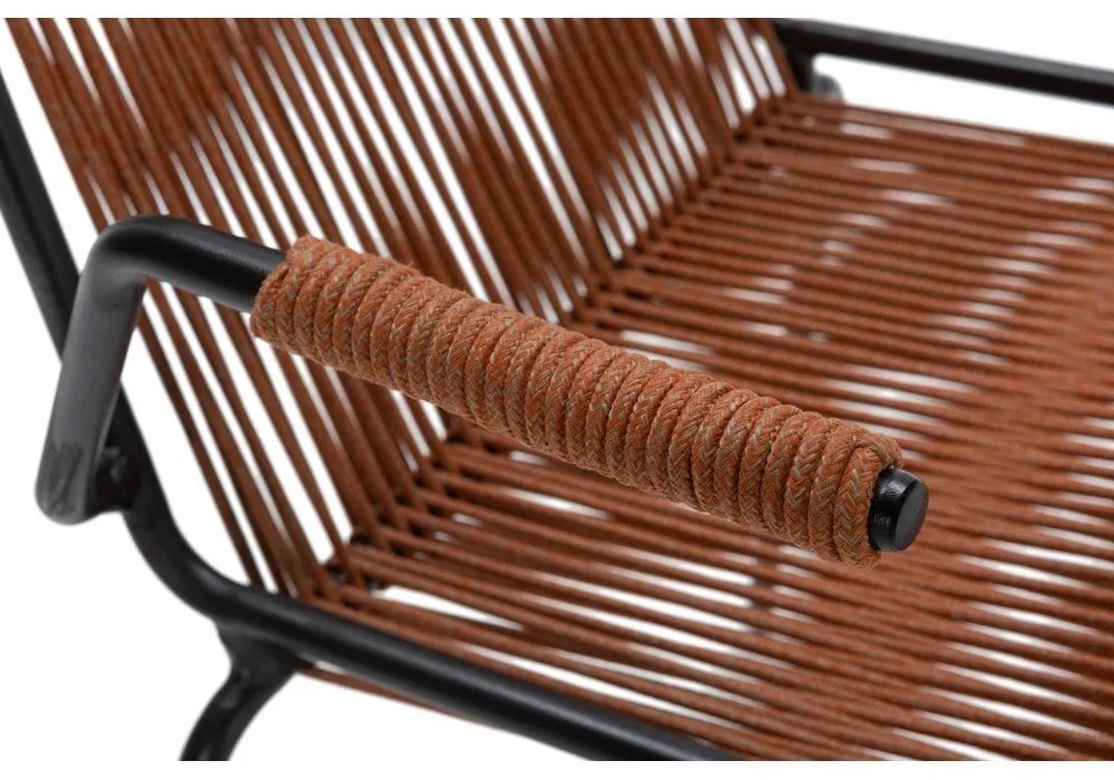 Terakotové kovové jedálenské stoličky v súprave s podrúčkami/stohovateľné 2 ks Emily – Marckeric