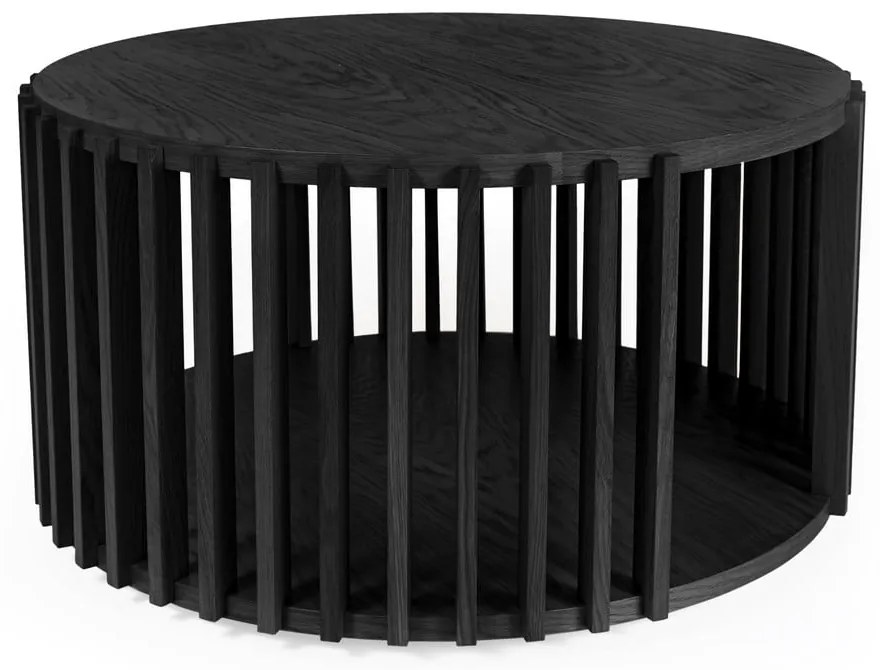 Čierny konferenčný stolík z dubového dreva Woodman Drum, ø 83 cm