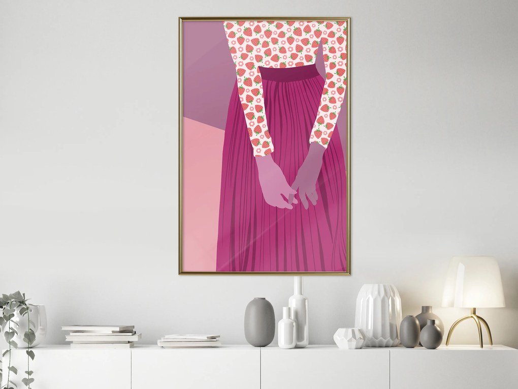 Artgeist Plagát - Strawberry Lady [Poster] Veľkosť: 20x30, Verzia: Zlatý rám