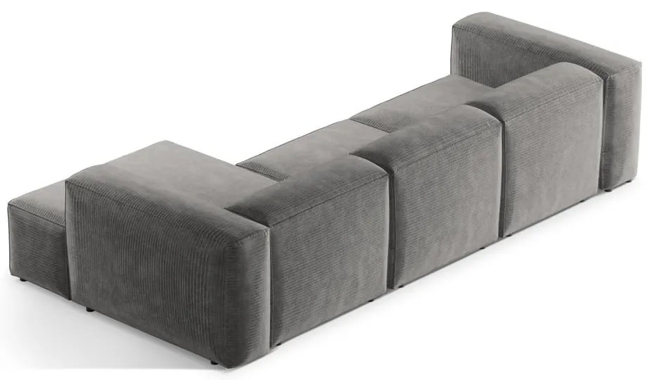 Svetlosivá menčestrová rohová pohovka (pravý roh/s leňoškou) Bergamo – Cosmopolitan Design