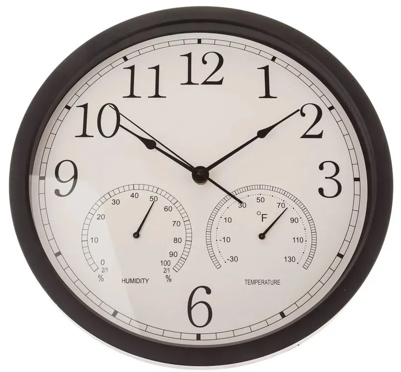 Nástenné hodiny s teploměrem a vlhkoměrem 35 cm
