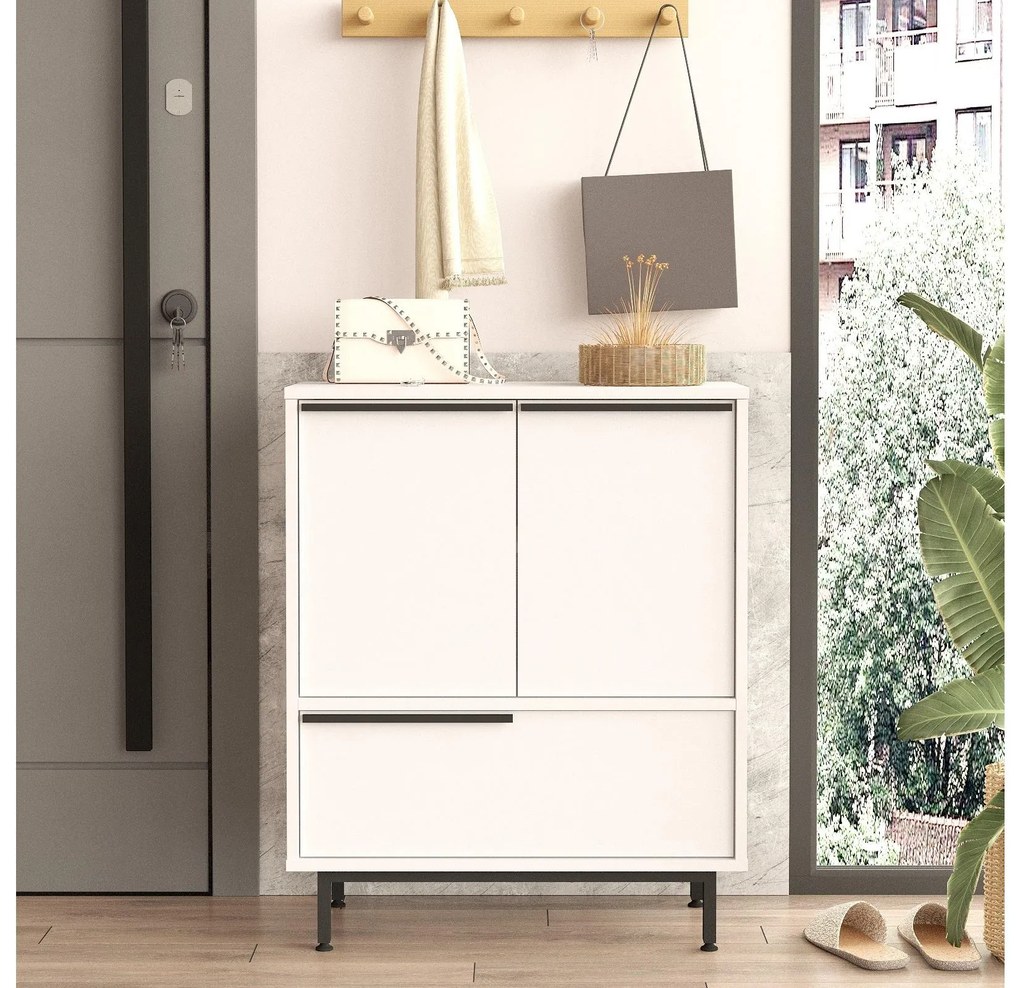 Botník (skrinka na topánky) Nimelo 4 (biela). Akcia -18%. Vlastná spoľahlivá doprava až k Vám domov. 1094671