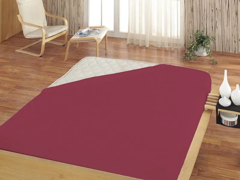 Napínacia plachta na posteľ - Víno Jersey 200/230/25