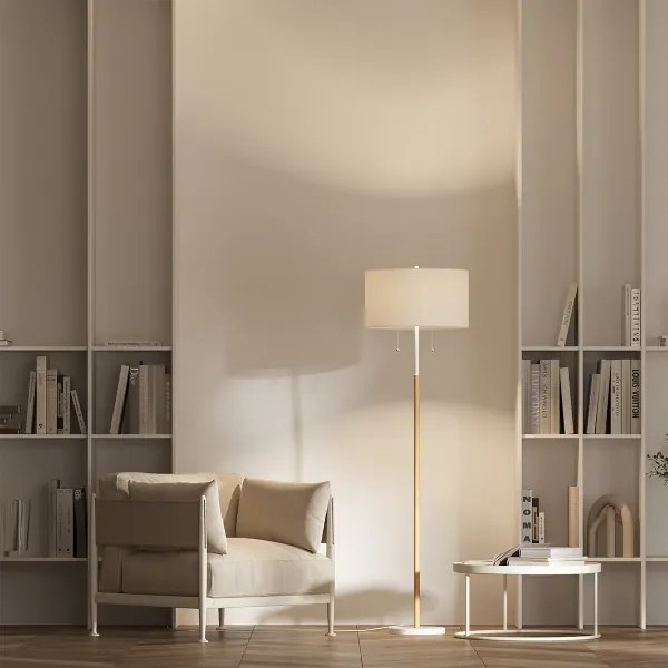Stojacia lampa FOGO 2xE27/15W/230V biela/béžová