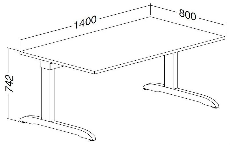 Stôl ProOffice C 80 x 140 cm, čerešňa
