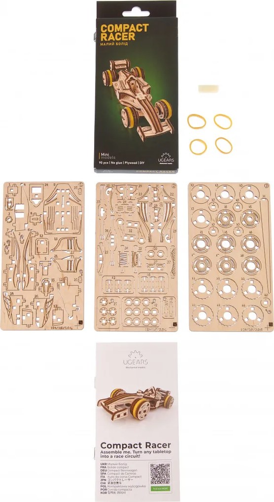 Ugears 3D mechanické puzzle Pretekár compact racer 90 ks