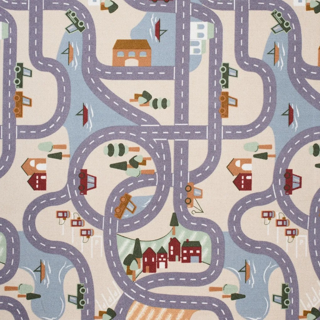 AKCIA: 👣🛡️133x133 cm Detský kusový koberec Scanroad 39 - neúčtujeme odrezky z role - obšitý zo všetkých strán + protišmyková, šíře, viacfarebná