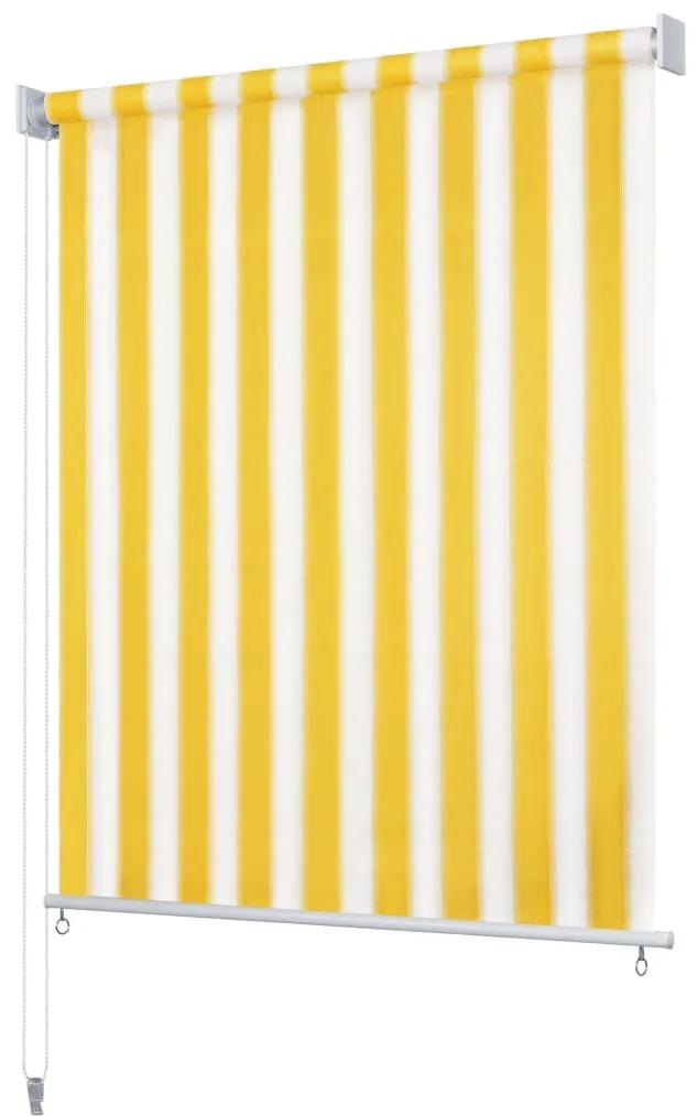 vidaXL Vonkajšia zatemňovacia roleta, 140x230 cm, žlté a biele pásiky