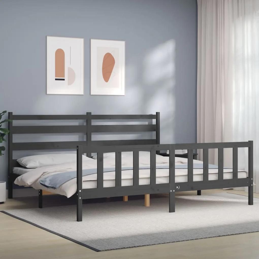 Rám postele s čelom sivý 180x200 cm masívne drevo 3192053