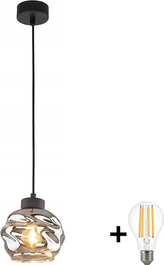 LED luster na lankách ZULIA 1xE27/15W/230V čierna/dymová čierna