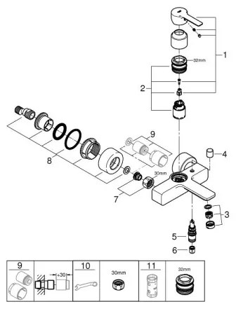 GROHE 33849001 - Vaňová batéria LINEARE DN 15 lesklý chróm
