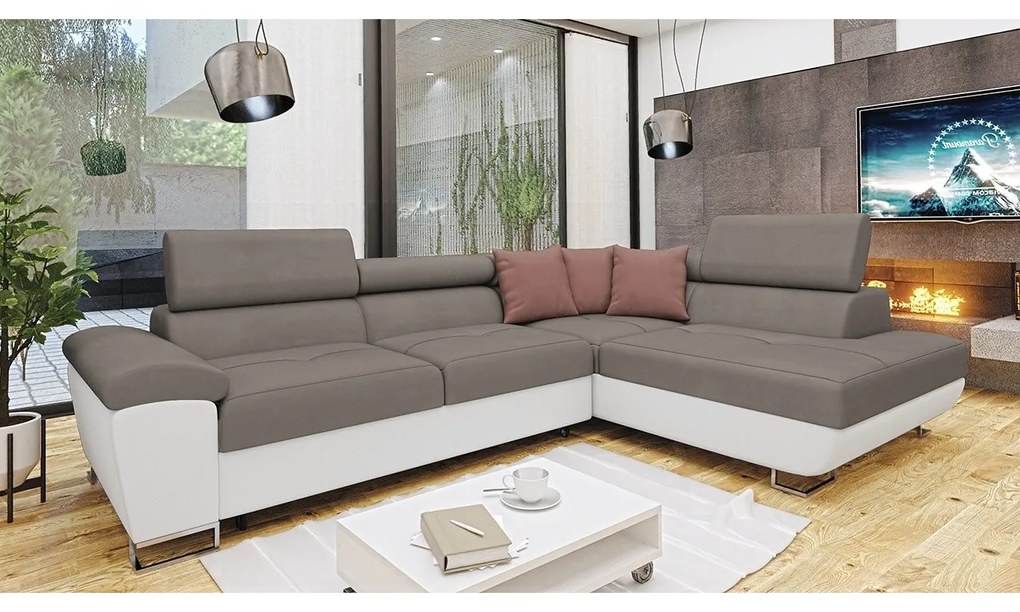 Rohová sedačka Alvin, Dostupné poťahy: ekokoža Soft 017 + Uttario Velvet 2971 + Kronos 02, Strana: ľavá