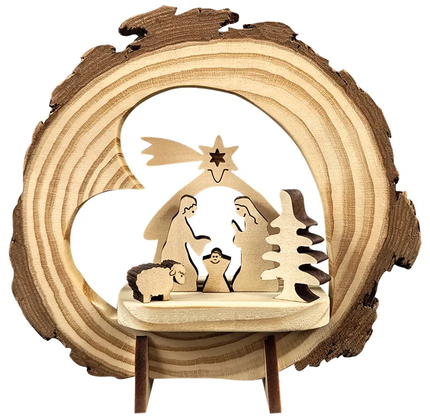 AMADEA Drevený betlehem s figúrkami, masívne drevo, 15 cm, český výrobok
