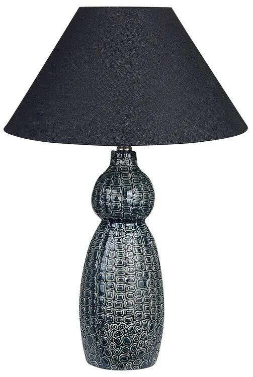 Keramická stolná lampa tmavomodrá/čierna MATINA Beliani