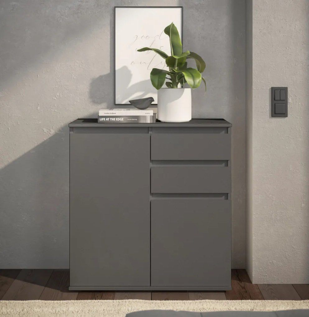 Skrinka s 2 šuplíkmi Brest, 80 cm, antracitová