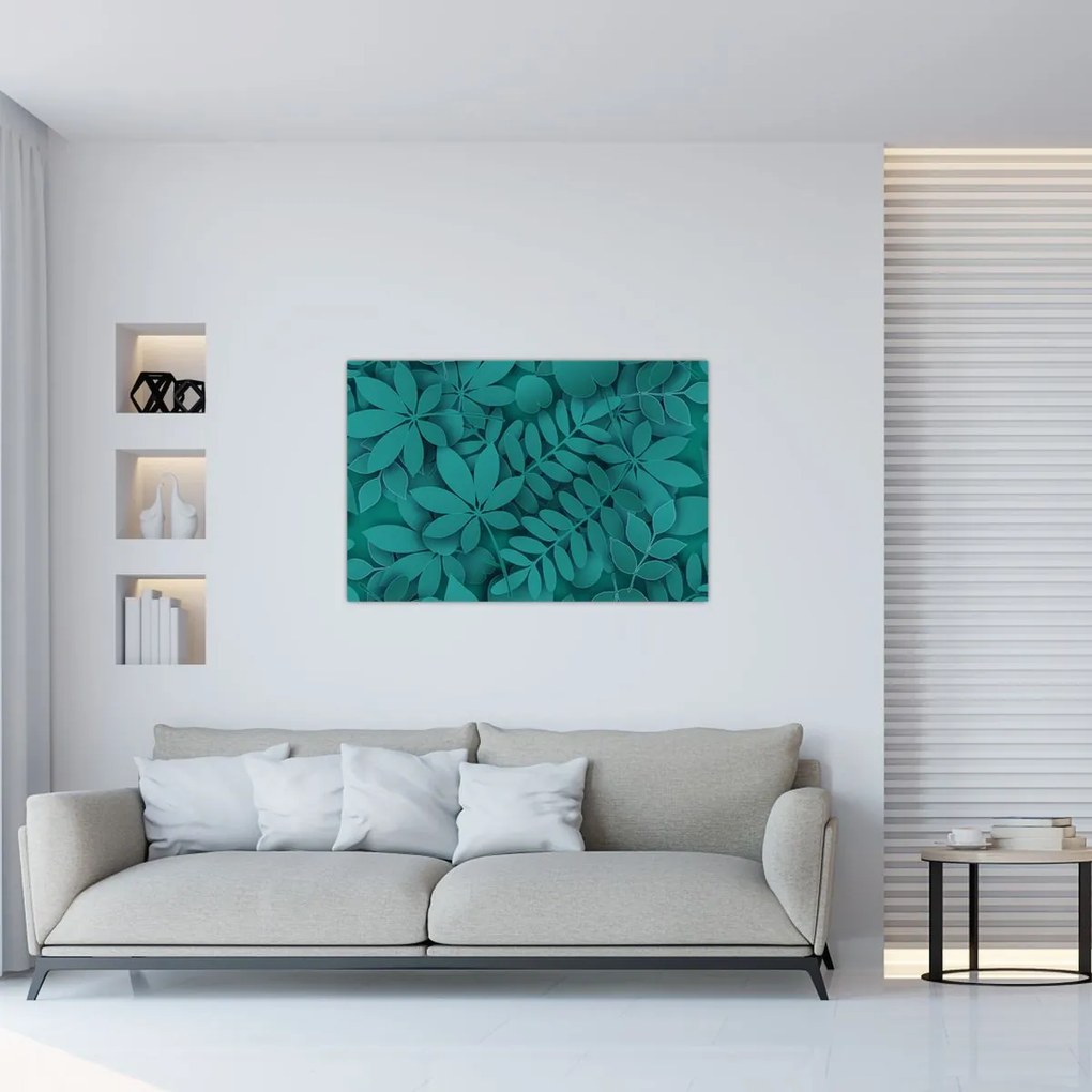 Obraz - Tyrkysové listy (90x60 cm)