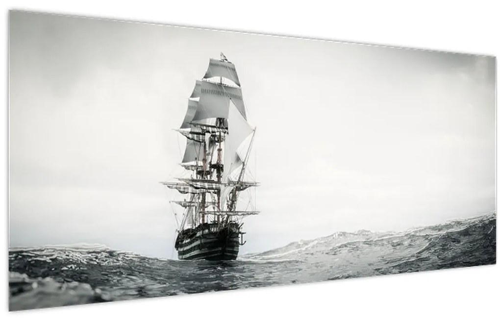 Obraz - Loď plávajúca po oceáne (120x50 cm)