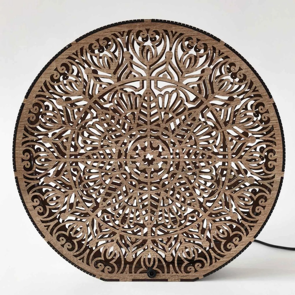 Drevená dekoratívna lampa s mandalou | LYLI: HDF - Orech 20 cm 4783-115150 LED0604