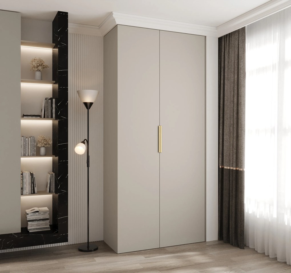 Šatníková skriňa 110 cm Carmela 40-4 (kašmír + zlatá). Akcia -20%. Vlastná spoľahlivá doprava až k Vám domov. 1126640