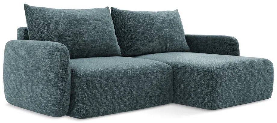 Tyrkysovomodrá rozkladacia/s úložným priestorom rohová pohovka (pravý roh) Kalena – Makamii