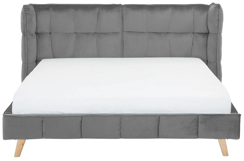Sivá zamatová posteľ 160 x 200 cm SENLIS Beliani