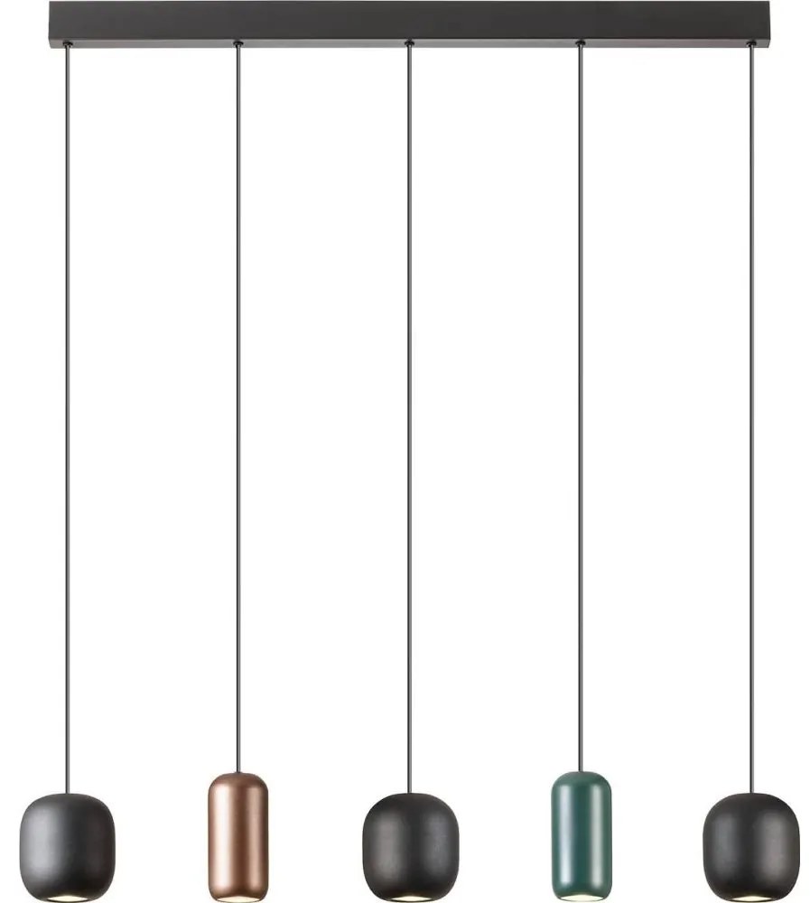 Redo 01-3481 - Luster na lanku BOOM 5xGU10/10W/230V čierna/zelená/hnedá