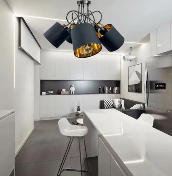 LOFT LED STROPNÁ ZÁVESNÁ LAMPA 5X ZLATÉ TIENIDLO