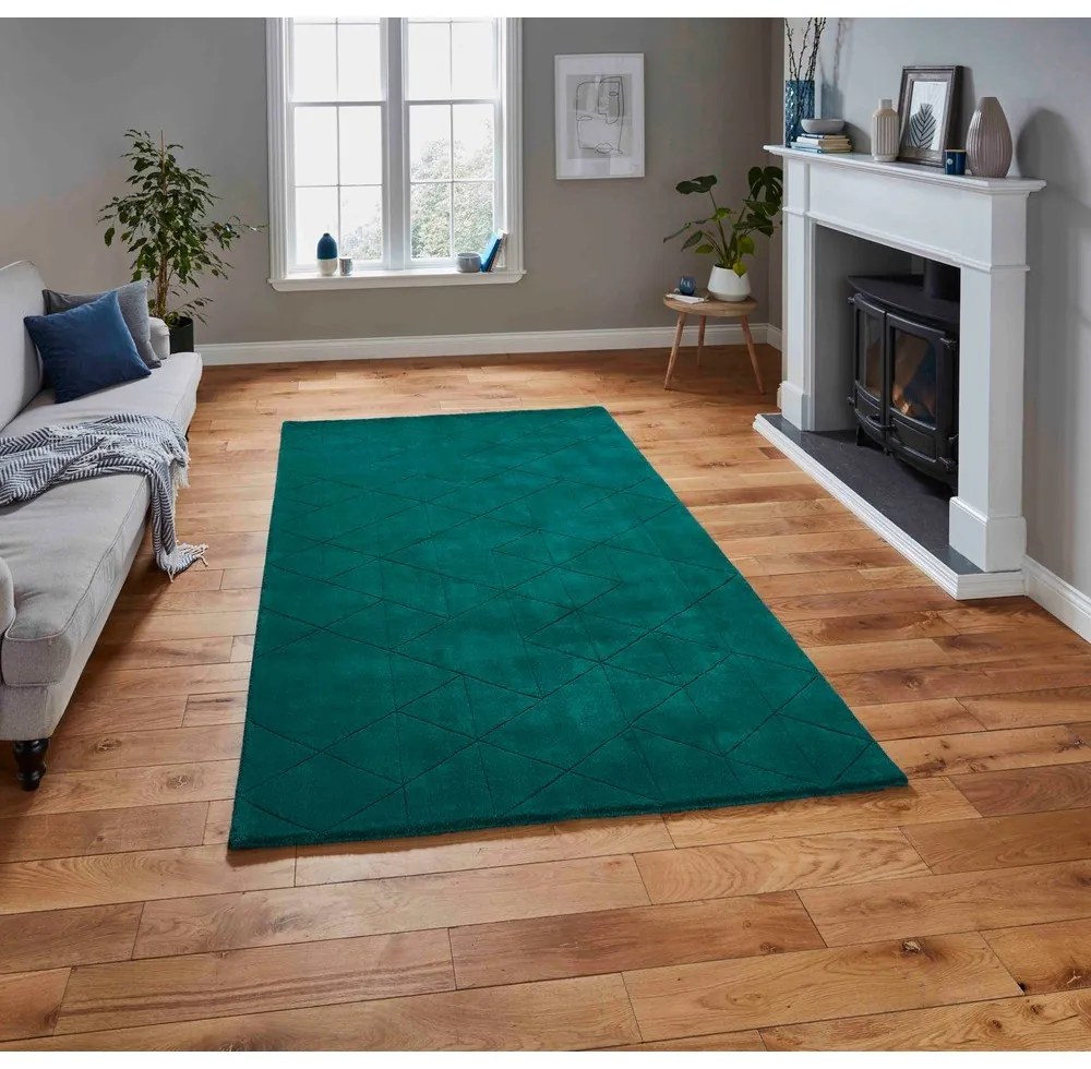 Smaragdovozelený vlnený koberec Think Rugs Kasbah, 150 x 230 cm