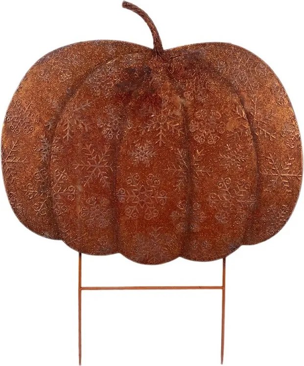 Rustikálny záhradný hrdzavý zápich tekvice Pumpkin Rust - 77*3*93 cm
