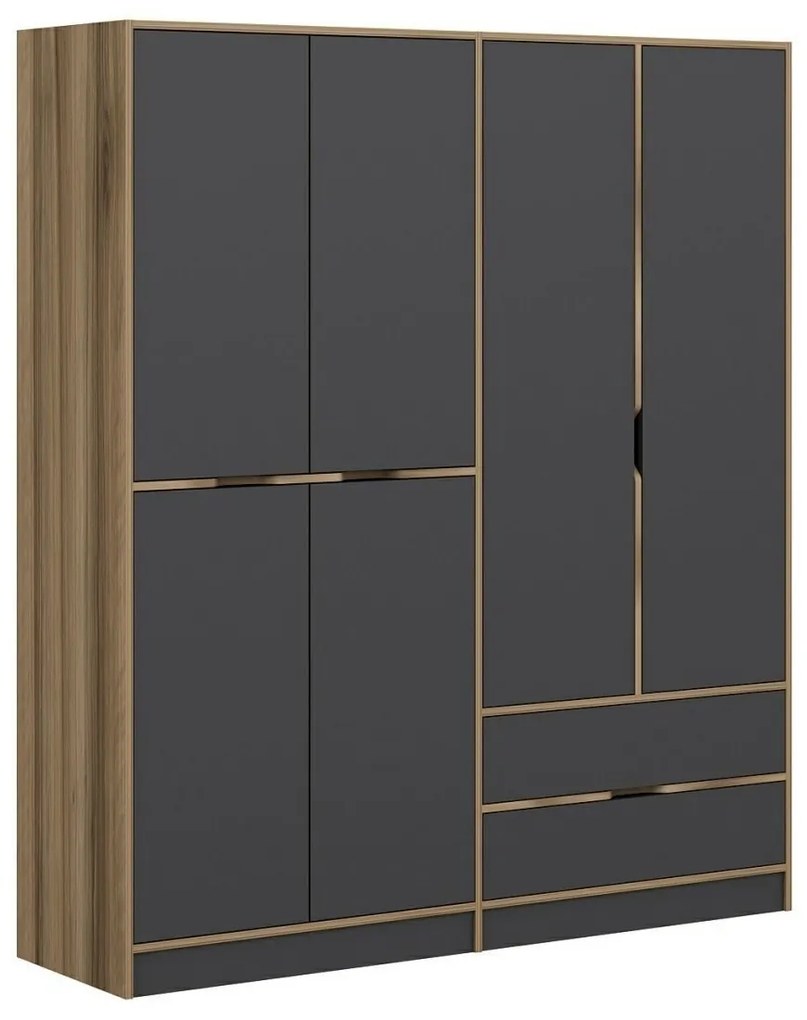 Šatníková skriňa Elina 180 cm grafit/orech