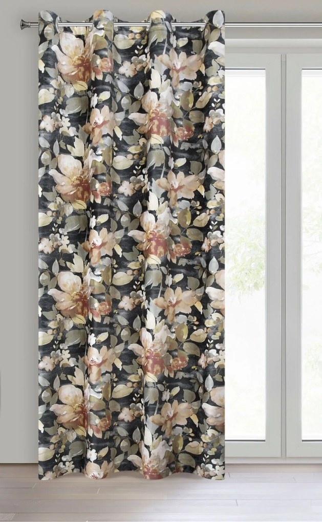 ZATEMŇOVACÍ ZÁVES NA KRÚŽKOCH BETTY 140X250 CM KVETY