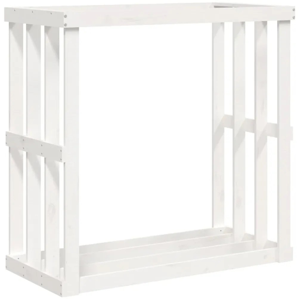 Vonkajší držiak na polená biely 108x52x106 cm masívna borovica