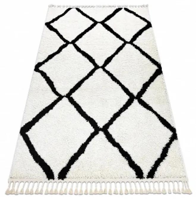 Kusový koberec Shaggy  Cross biely 60x250cm