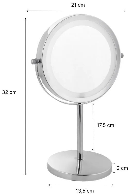 Erga Kimi, zväčšovacie kozmetické zrkadlo s LED podsvietením 210x320 mm, chrómová, ERG-YKA-CH.KIMI