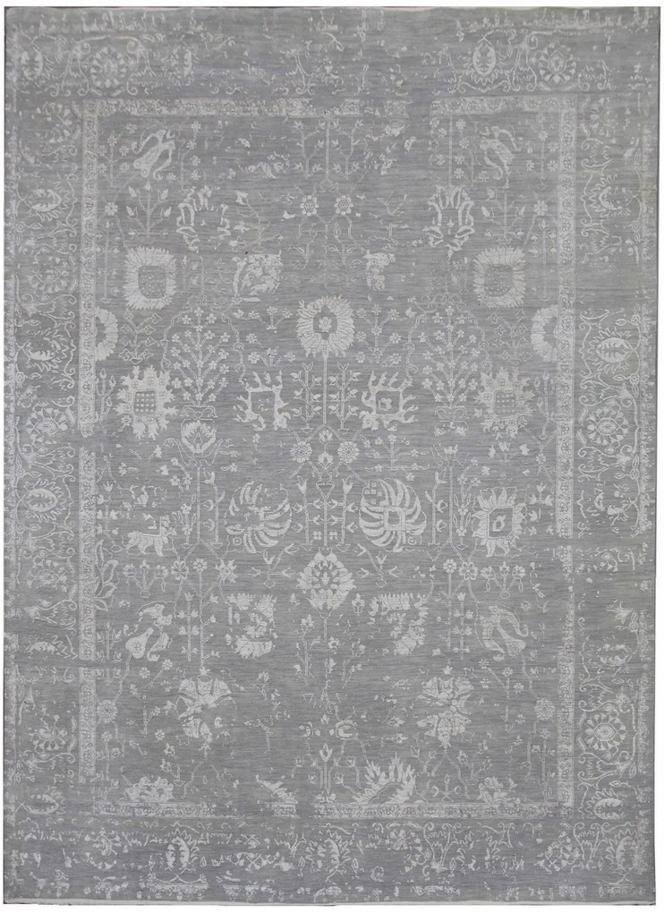 Diamond Carpets koberce Ručne viazaný kusový koberec Diamond DC-VASE 3 Silver / silver - 140x200 cm